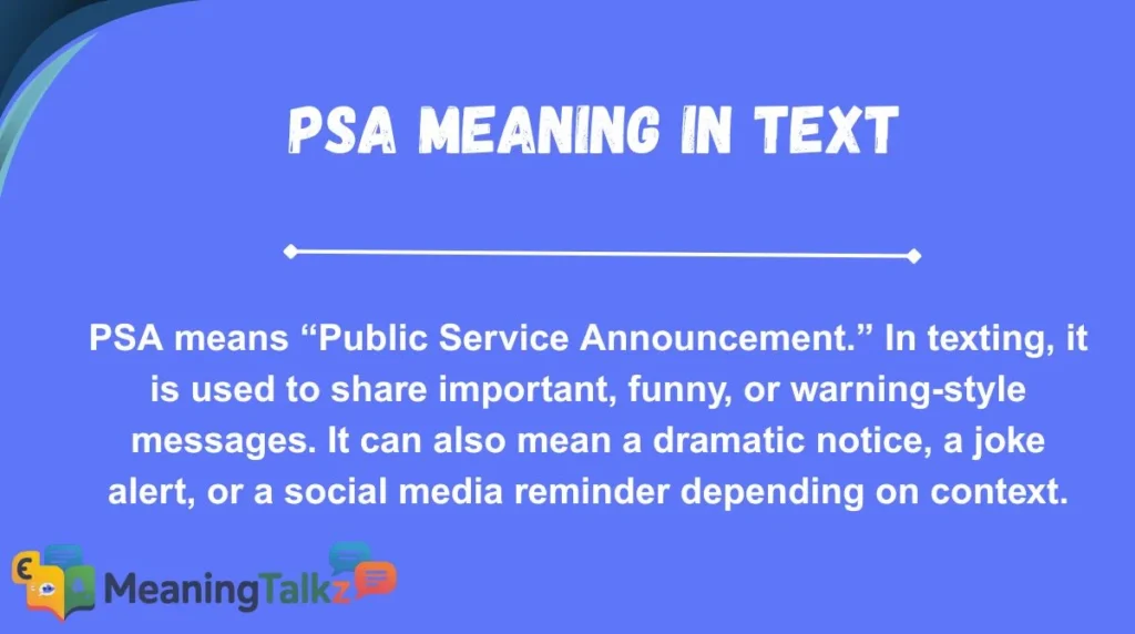 PSA Meaning in Text